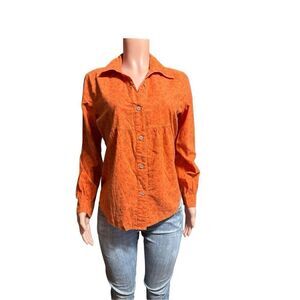 Pulp long-sleeve floral apricot button-up casual top M